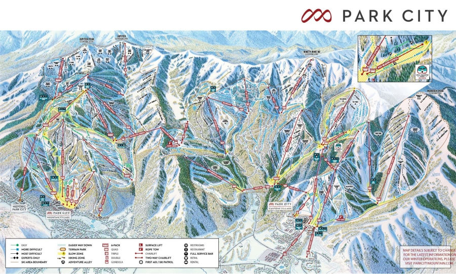 Pistekaart van Park City.